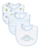 SpaSilk Baby-boys Newborn 3 Pack Dino Teething Bib, Blue, One Size