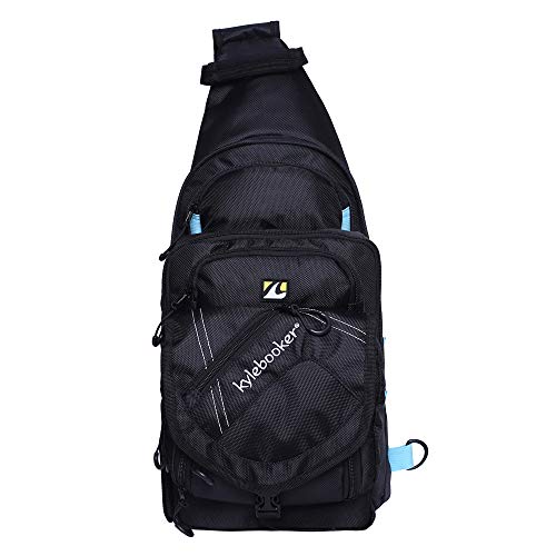 Kylebooker Fishing Pack Fishing Crossbody Gear Storage Shoulder Bag (Black with Blue)