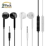 Apple Earbuds,HaRuion In Ear Earbuds,Earphones Wired with Mic and Remote Control Fits Apple Iphone 6S Plus 6 SE 5S Samsung Galaxy S7 S6 Note 3 2 1/MP3 MP4 MP5 Player IOS Android,2 Pack