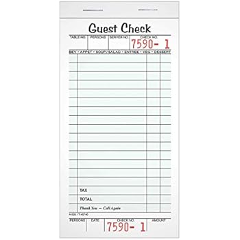 20 Pak New Adams Sa540a 1 Part Guest Restaurant Check Book With