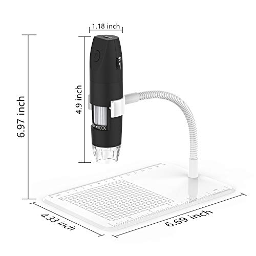 Limited Price Reduction, Intee Wireless Digital Microscope,50X To 1000X WiFi Microscope , Flexible Arm Observation Stand with 1080P HD 2.0 MP 8 LED, Mini Handheld Microscope Camera for Android IOS PC