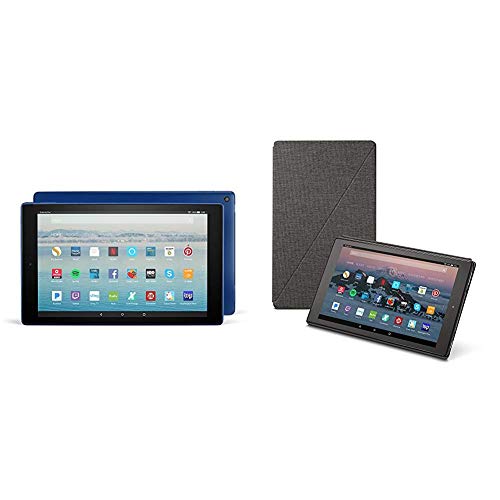 Fire HD 10 Tablet (64 GB, Marine Blue, With Special Offers) + Amazon Standing Case (Charcoal Black)
