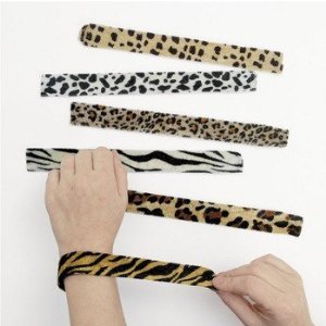 Fun Express Animal Print Slap Bracelets - Assorted 12 pack