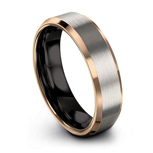 Midnight Rose Collection タングステン結婚式バンドリング6 Mmメンズレディースブラック 18 K