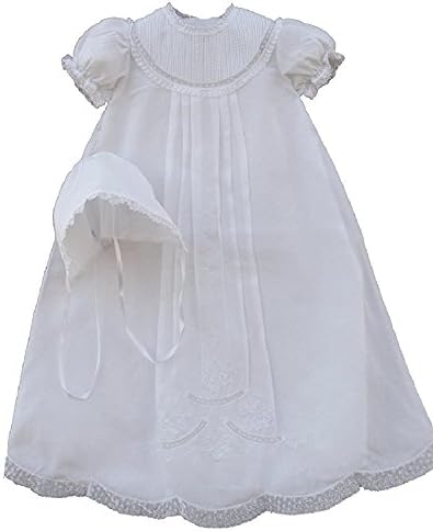 Infant Baby Girls White Christening Baptism Gown Bonnet