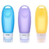 Kitdine Portable Soft Silicone Travel bottles Set (blue+Yellow + Purple)