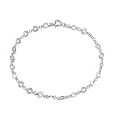 Amberta 925 Sterling Silver 1.5 mm Trace Chain Bracelet Size with 4 mm Disc 7