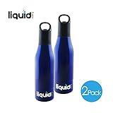 ICY BEV KOOLER STAINLESS STEEL BOTTLE INSULATOR, 2 PACK, BLUE, beer keeper/holder with silicone bottle stopper; cap with bottle opener and finger grip keeps beer cold longer