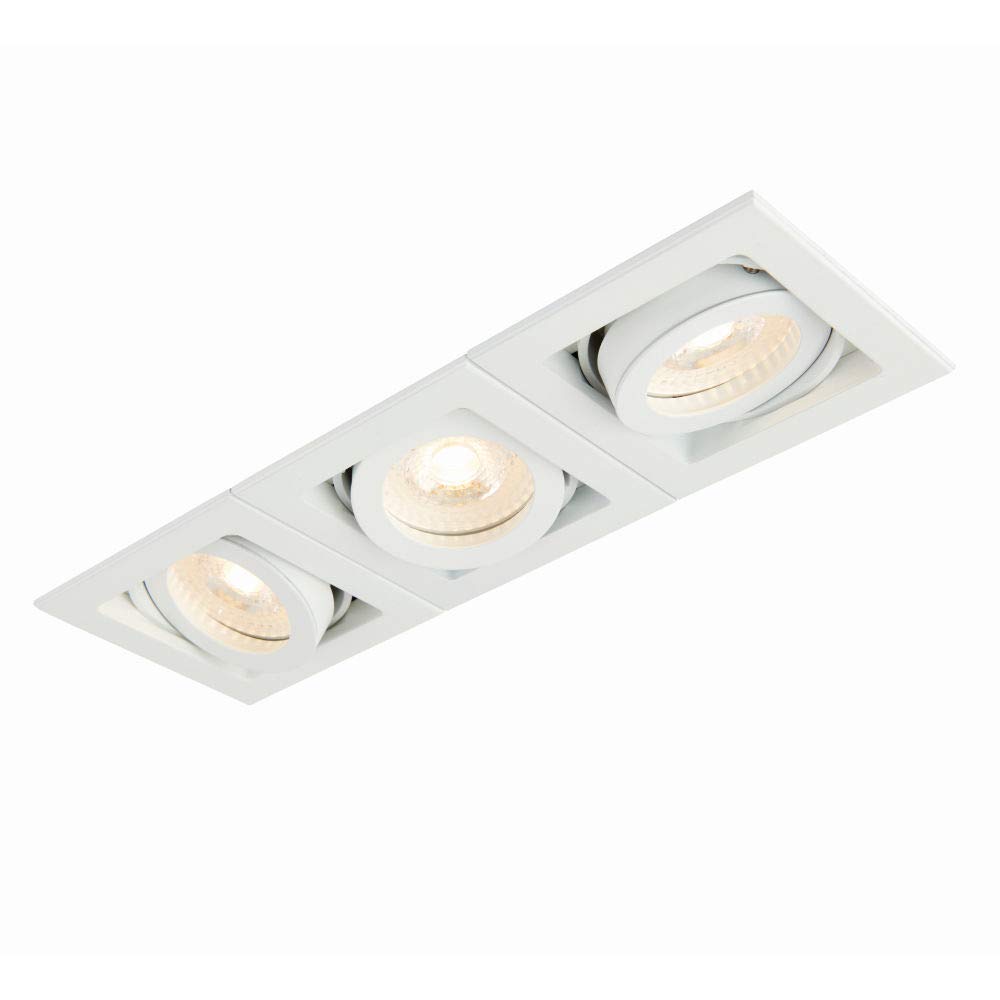 National Lighting Xeno Matt White Triple Adjustable Tilt GU10 LED Mains Voltage Recessed Indoor Boxed Downlight