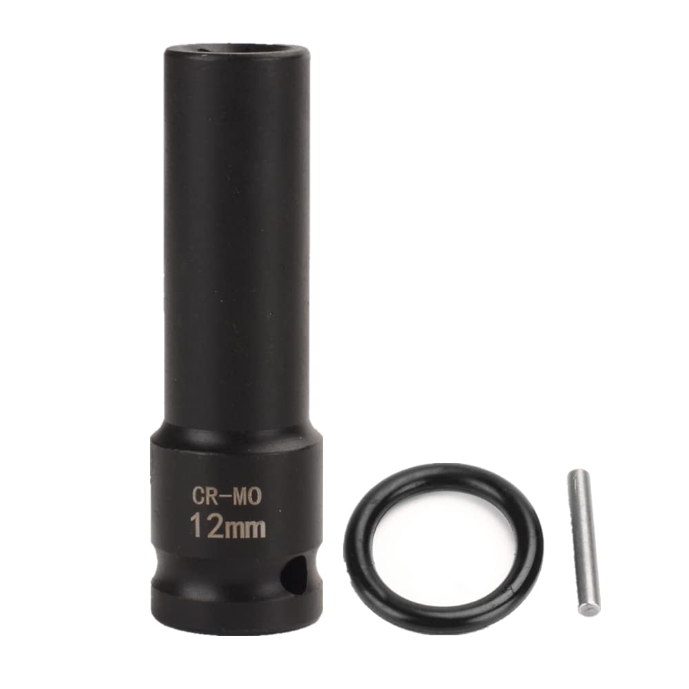 FLZOSPER 1/2 Inch Drive x 12 mm Deep 6-Point Impact Socket，CR-MO