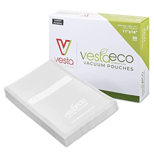 VestaEco Compostable Vacuum Seal Bags Extend Freshness Embossed