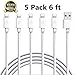 iPhone Charger,Atill Lightning Cable 5Pack 6FT iPhone Charging Cable Cord Compatible with iPhone 14/13/12/11/ X 8 8Plus 7 7Plus 6s 6sPlus 6 6Plus SE 5 5s 5c iPad iPod & More (White)