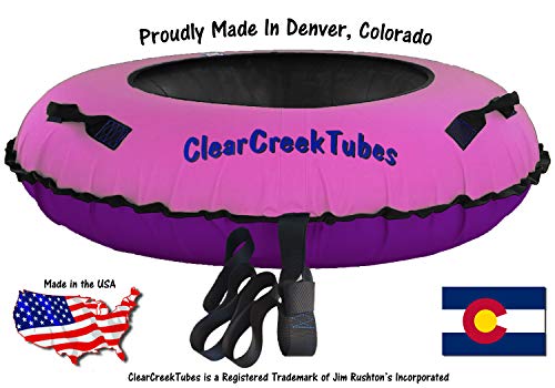 ClearCreekTubes Super Slick NO Wax Needed! 54" Inflated Colossal Towable Snow Tube with Purple Bottom (Pink)