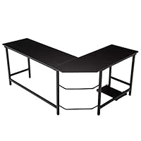 AuAg L Shaped Computer Desk, Modern L Shaped Corner Desk, 66" Gaming Desk, PC Laptop Study Writing Table Workstation Desk for Home Office (66" x 49" x 29", Black)