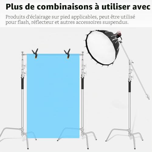 AMBITFUL Heavy Duty Stainless Steel Stand, Heavy Duty Adjustable Photographic Tripod from 150cm to 320cm with Wheels for Reflectors, Softboxes, Monoblocks, Heavy Duty Support Arms