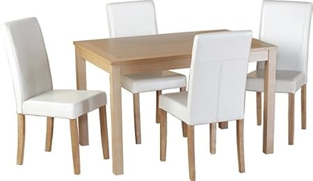 Oakmere Dining Set With 4 Cream Chairs Dining Sets Fine Dining Amazon Co Uk Kitchen Home