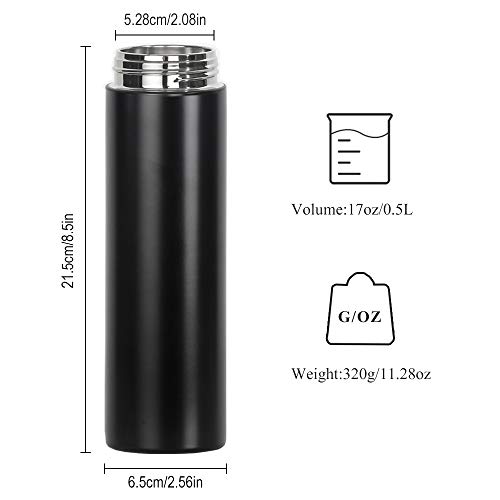 17oz Stainless Steel Vacuum Insulated Flask with Tea Leaf Strainer Filter Double Wall Coffee cup Travel Tumbler(Glossy Black) - Thumbnail 5