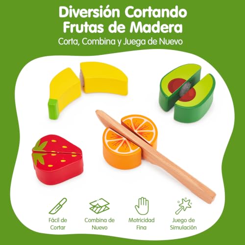 hahaland Food Toy for Children's Kitchen with Cuttable Fruits 3 Years+ | 43 Pieces, with Menu and Lunch Box, Kitchen Accessories, Creative Role Play, Easy to Store, Gift Girls 3-5 Years