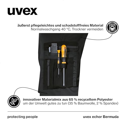 Uvex echor Work Shorts - Short Premium Work Trousers - Men's Cargo Trousers - Stretch Waistband, Lightweight, Elastic & Lots of Storage Space