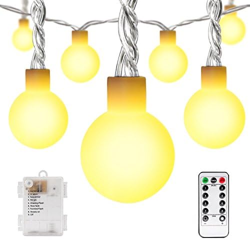 [Remote &amp; Timer] Battery Operated String Lights,LEAZEAL 26ft/8m 80 LED Globe String Lights 8 Modes with Timer for Bedroom/Camping/Party/Decoration (Warm White)