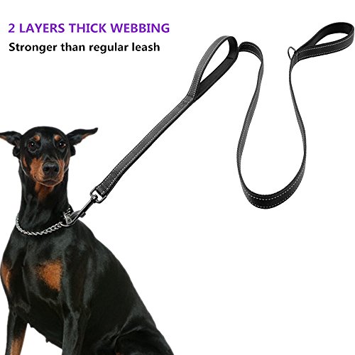 Heavy Duty Dog Leash Reflective,2 Padded Handles,Dog Training Walking Leashes - 5ft Long For Medium to Large Dogs