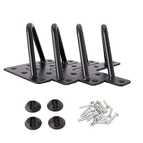 Osring Metal Hairpin Table Legs 4 Inch Modern Furniture Hairpin Black Leg, 3/8 Inch Dia 2-Rod Hairpin Feet with Protector Pads for TV Stand and Wood Table, 4 Pack