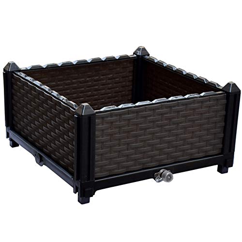 MOCOHANA Square Raised Garden Bed Kit Indoor Outdoor Plastic Planter Grow Box for Fresh Vegetables, Herbs, Flowers & Succulents, Deepened 15.7 x 15.7 x 14.2 inch