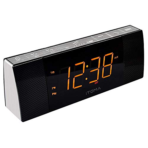 iTOMA Alarm Clock Radio-Bluetooth Stereo Speaker,FM Radio,Dual Alarm,USB Charging Port,Brightness Dimmer,Snooze,Sleep Timer,Battery Backup(CKS503BT)