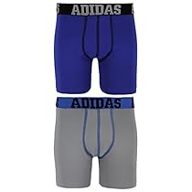 adidas Boys Sport Performance Climalite Midway Underwear (2 Pack), Black/Blue/Grey/Blue, Medium