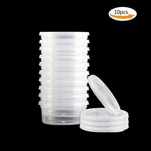 Brodi Slime Containers with Lids, 10 Pack Storage Jars for Foam Balls Slime, Storage Containers for 20g Slime, Clear PP Tight Seal (Capacity 65ML)