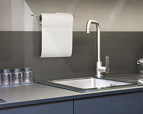 Paper Towel Holder Wall Mount Under Cabinet, Durable Adhesive or Drilling for 13 Inch Long Paper Towels Rolls, for Kitchen and Bathroom, Black