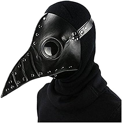 Halloween Party Mask Plague Doctor Cosplay Props Steampunk PU Leather Mask Black