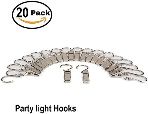 Party Light Hooks 20 Pieces Metal Hanging Clips Hook Clamp Hanger for Curtain, String Party Light , Outdoor Indoor Activities Party Supplies,Photos, Home Decoration ( 2.95 inch)