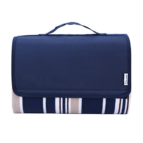 Picnic Blanket, 80"x60" Waterproof Camping Portable mat - with Picnic Recipes XL Large Blue (Portable)