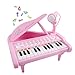 M SANMERSEN Piano Keyboard Toys for Kids, Birthday Gift 1 2 3 4 Year Old Girls 24 Key Piano Music Learning Keyboard Toys with Microphone Pink