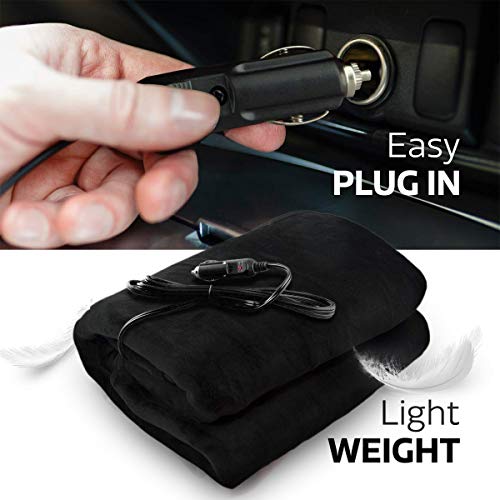 VaygWay Electric Heated Car Blanket 12 Volt Fleece Travel Blanket