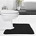 GORILLA GRIP Plush Absorbent Shaggy Chenille Bath Rug Mat for Oval Toilet Base with Rubber Backing, Machine Washable Rugs, Soft Microfiber Contour Mats for Toilets, Bathroom Decor, Black