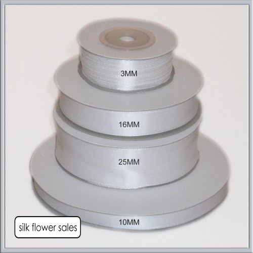 single roll of White Double faced Satin Ribbon 3mm, 10mm, 16mm, 25mm widths (10mm x 50M)