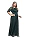 Chicwe Women's Plus Size Stretch Lined Floral Lace Maxi Dress with 3/4 Sleeves - Evening Wedding Party Cocktail Dress …