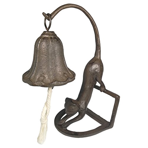 DreamsEden Cat Pet Desk Call Bell, Rustic Cast Iron Art Figurine Dinner Bell for Office Home Decoration (Cat) - Thumbnail 6