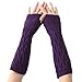 Women's Crochet Long Fingerless Gloves with Thumb Hole (01-Purple)
