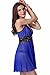 LOVEDATE Women's Sexy Lingerie Lace Babydoll Mesh Chemises Strappy Sleepwear (Medium, Blue)