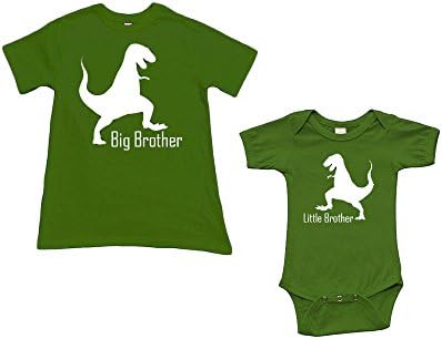 Matching Set -Little Brother/Big Brother(Dinosour)- Short Sleeve Infant Bodysuit & Boys T-Shirt