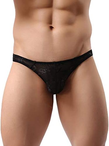 Men's Briefs,Ronamick Sexy Mesh Lace Transparent Air Low Waist Briefs Underwear Trunk Panties