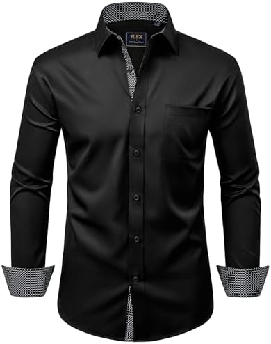 Amazon.com: Men's Floral Black Dress Shirts Long Sleeve Steampunk Shirt Men  Party Club Bar Social Shirt A346 Black S : Clothing, Shoes & Jewelry