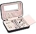 JL LELADY JEWELRY Small Jewelry Box Travel Jewelry Case Portable Faux Leather Jewelry Ring Boxes Earring Holder with Mirror for Women Girls (Black)