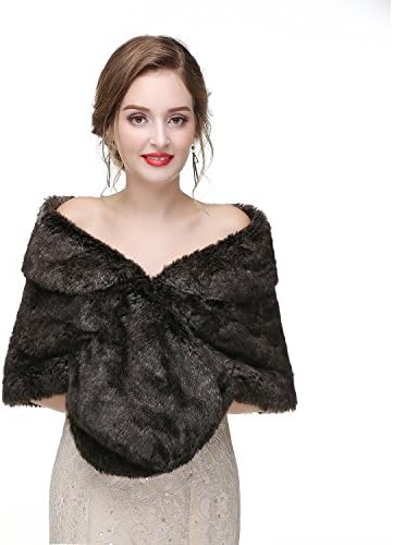 LMBRIDAL Women's Bridal Wraps Faux Fur Shawl Wedding Bolero Formal Jacket MPJ02