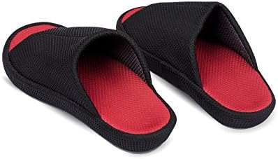 Relaxed Foot Slippers | Sporty Model indoor and outdoor | 1 Pair with Storage Bag (Medium, black with red)