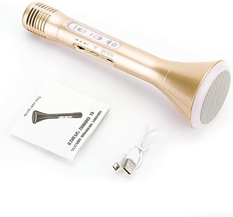 Urgod Portable Wireless Karaoke Microphones Handheld Home Bluetooth KTV Singing &amp; Playing Machine for Apple iPhone Android Smartphone PC(Golden)