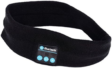 BLUETOOTH HEADBAND STEREO HEADPHONES WIRELESS - Men Women Kids Listen To Music During Air Travel Workouts Yoga Running Jogging Sleeping Biking Riding Motorcycle With L R Speakers Washable Black Band